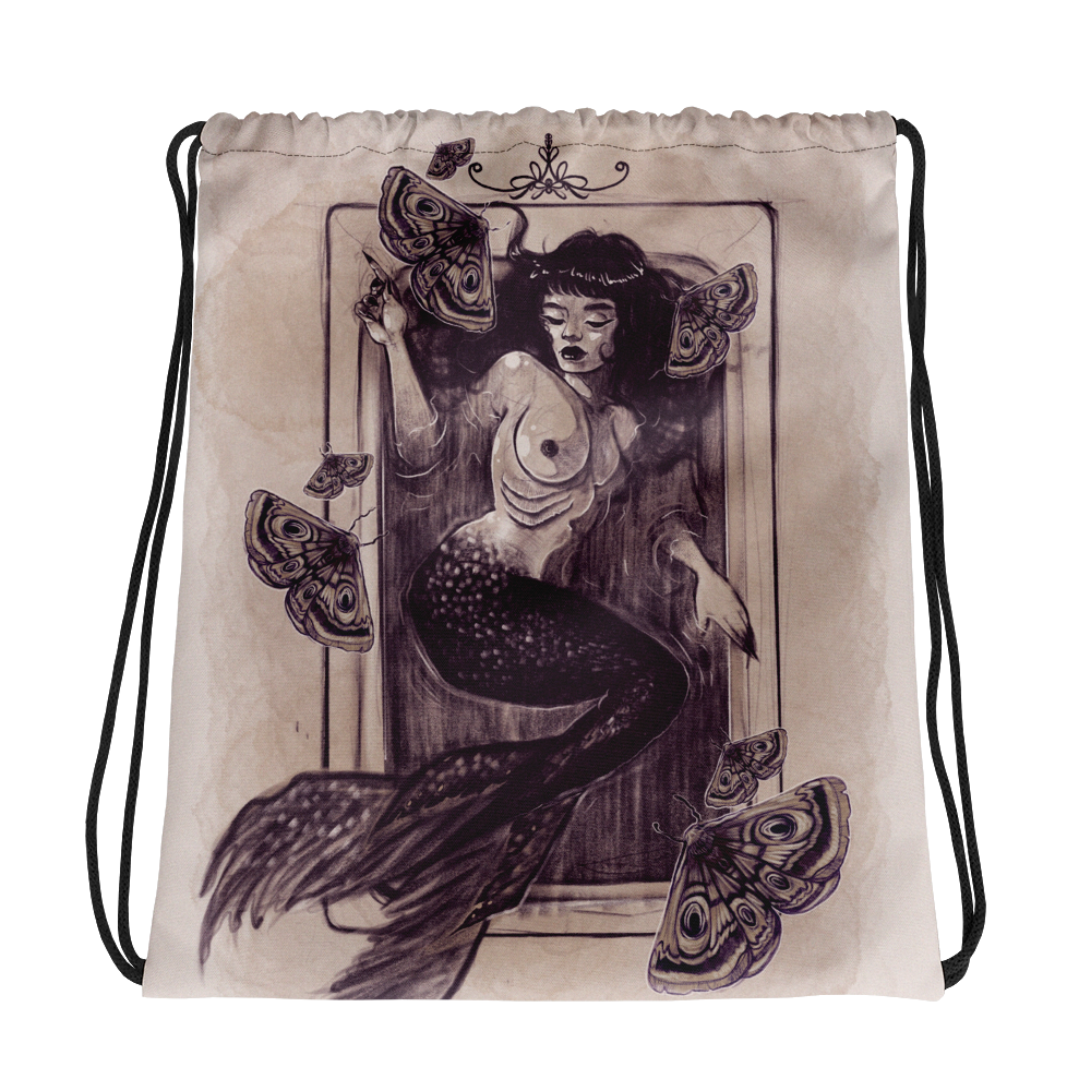 Mermaid Noir Drawstring bag