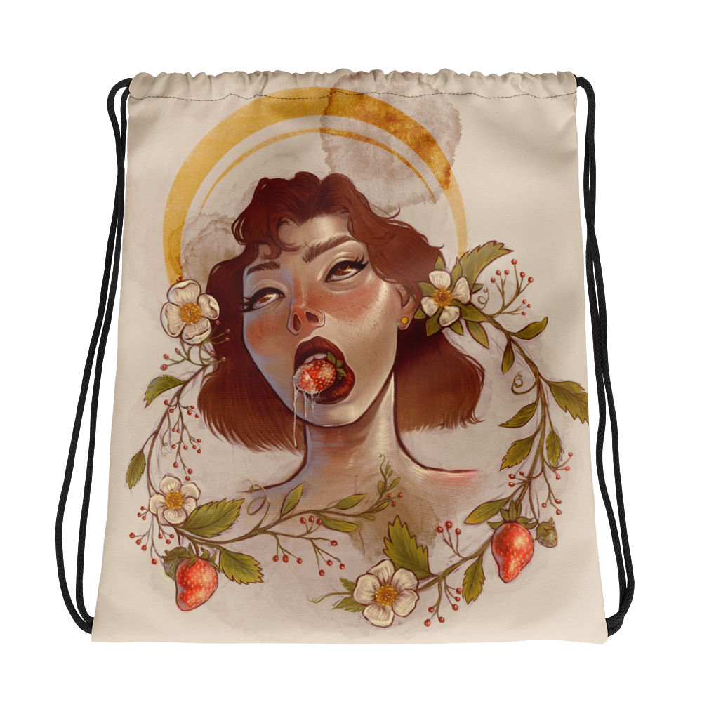 Strawberry Days Drawstring bag